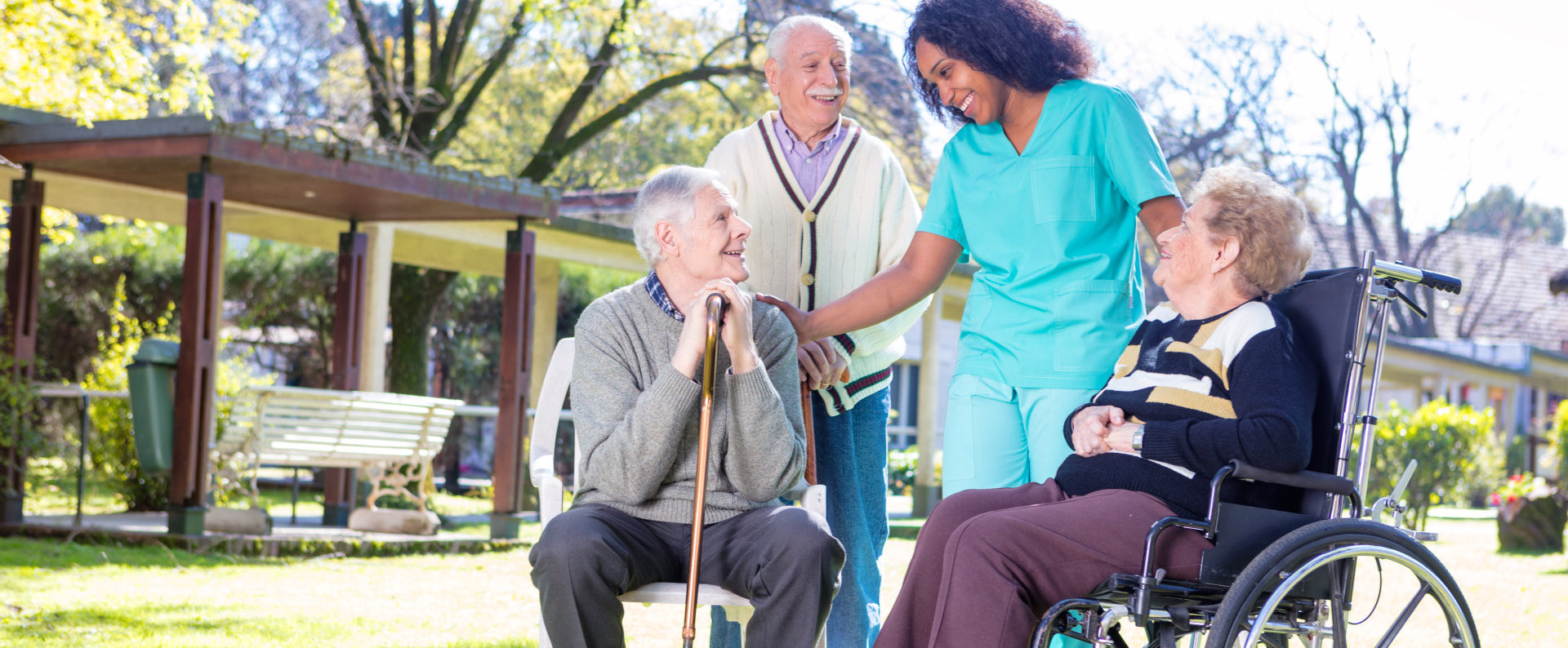 seniors with their caregiver